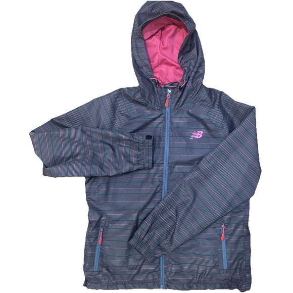 New Balance Jackets & Blazers - New Balance Women’s Windbreaker Jacket L Performance Striped Grey Red Jogging L